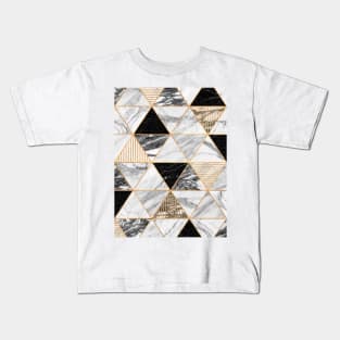 Marble Triangles 2 - Black and White Kids T-Shirt